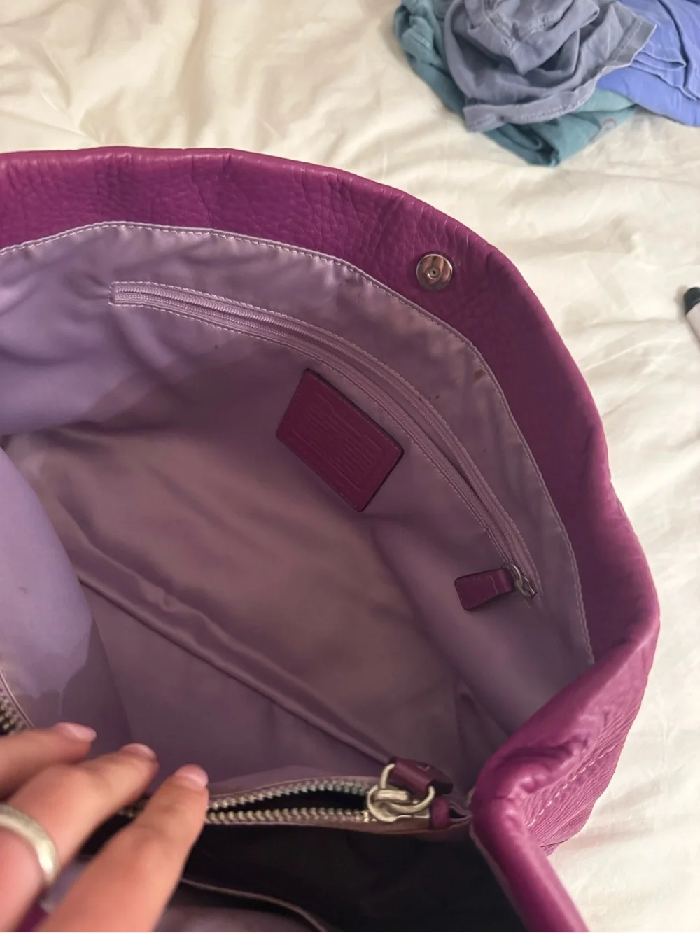 Coach Purple Pebbled Leather Shoulder Bag